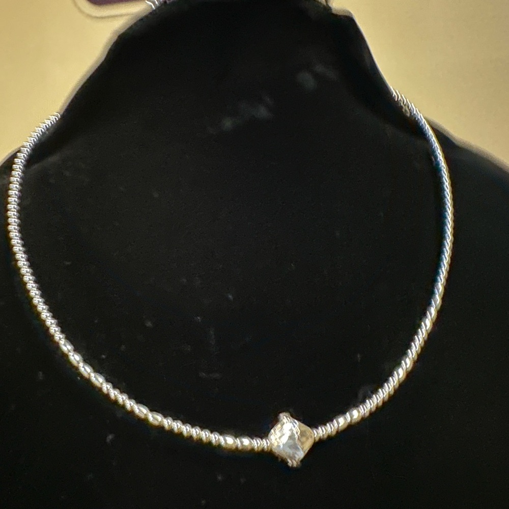 Elegant Silver Necklace with Crystal Accent